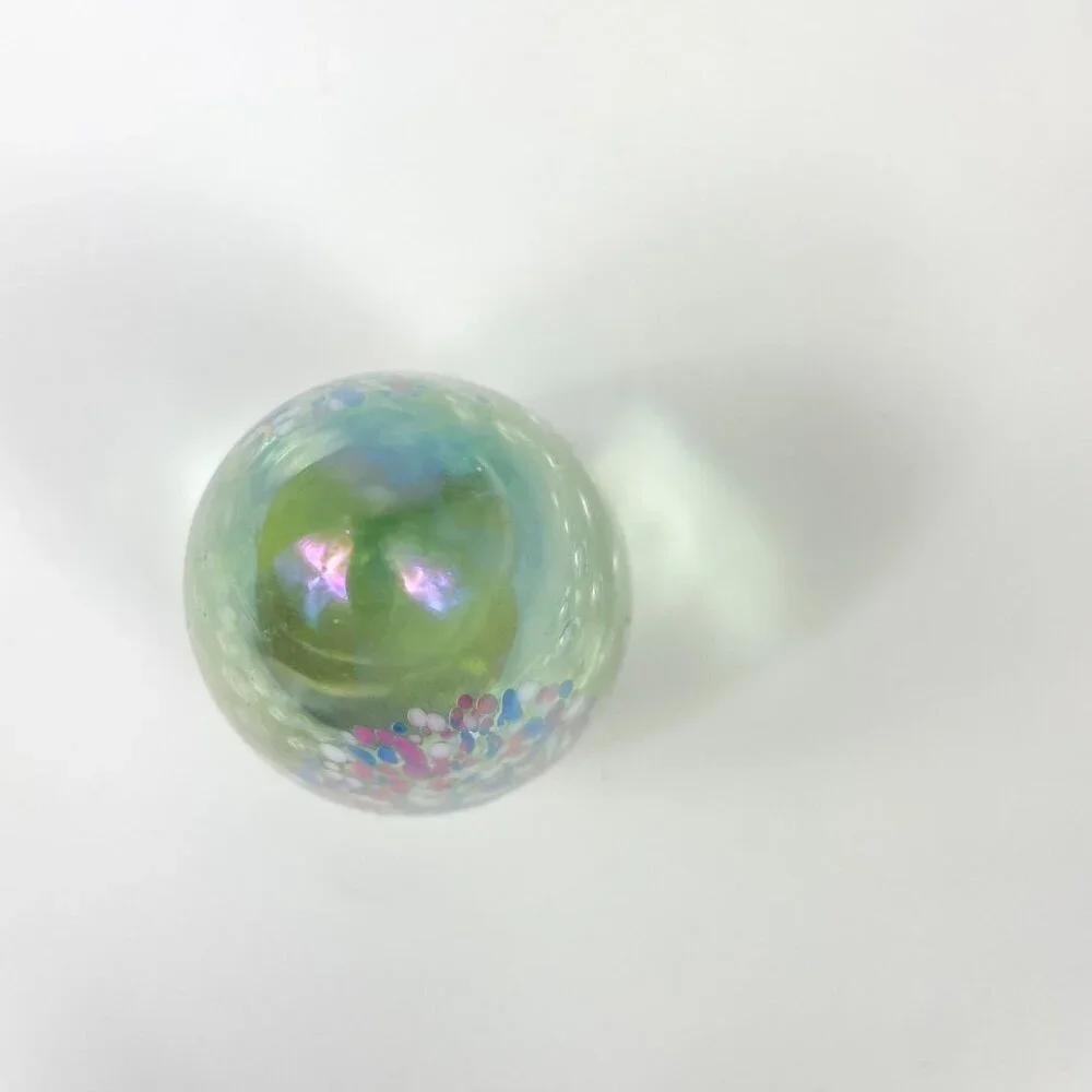 Glass Eye Studios GES Pastels Control Bubbles Flower Egg Shaped Paperweight 1992